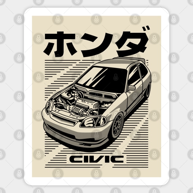 JDM honda civic eg Sticker by celengan